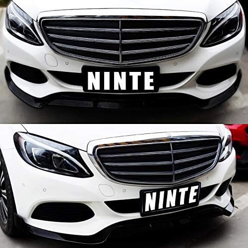 Размерът на ръба на NINTE за базови модели W205 Benz C-Class 2015-2018 година на издаване - Покритие от Въглеродни влакна, ABS, Спойлер на предна броня в стил B - 3шт