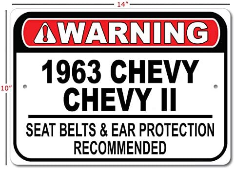 Знак Препоръчва колан за бърза езда 1963 63 Chevy Chevy II, Метален знак на гаража, монтиран на стената Декор, Авто знак