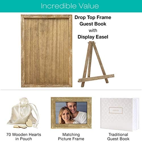 Excello Global Products Wedding Guest Drop Top Frame Алтернатива на Сватбена книга за гости с 70 Празни дървени