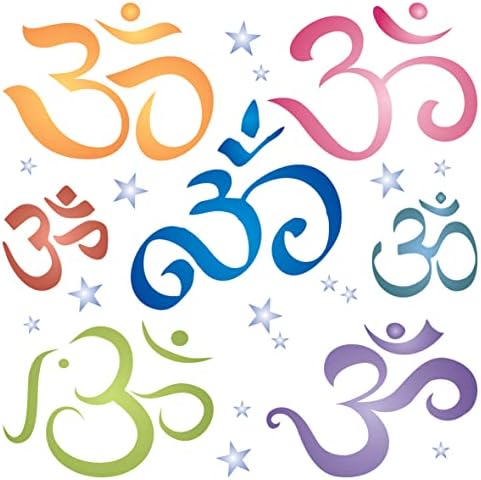 Шаблон със символа на ОМ, 4,5 x 4,5 инча (Ите) - Пранава Йога АУМ, Индийска Мантра, санскрит, Индуски Духовни Шаблони за