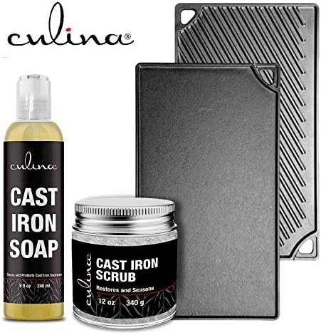 Комплект за почистване на чугун, Culina: Регенериращ скраб и Почистващ сапун | най-Доброто средство за почистване,