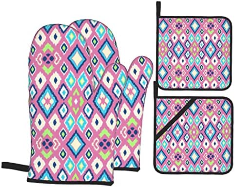 Ръкавици за фурна BHVXW и Държачи за Прихваток - Комплект от 4 бр., Подарък за печене за мама, Ръкавици за