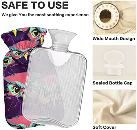 Бутилки с гореща вода с капак Owl Чанта за топла вода за Облекчаване на болки, болки в шията и Раменете, Чанта за топла вода