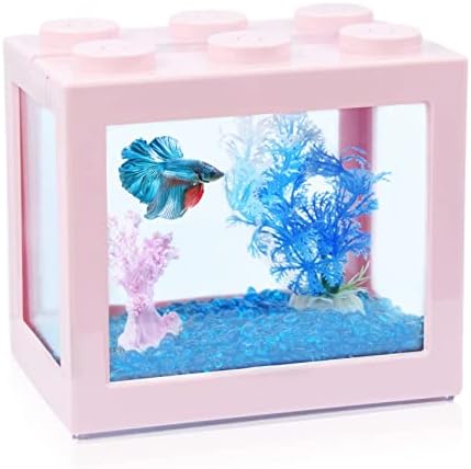 Малък Аквариум Betta, Комплект за полагане на мини аквариум за аквариум, Правоъгълна Купа за риба обем 3/5 Литра