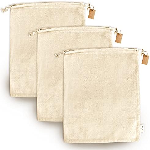 За многократна употреба Памучни чанти за съхранение - Много големи тъканни чанти размер 19x23 инча с завязками от муслиновой