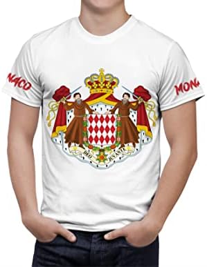 Бяла Тениска с Стопанските Монако, Сувенир, Тениска, Тениска на Стопанските Патриотичен Флаг Монако, Тениска