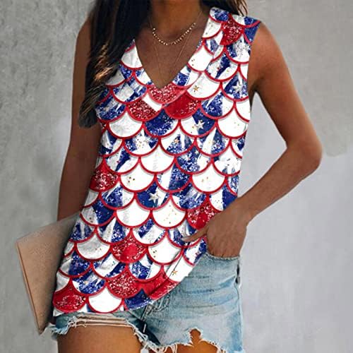 Дамски Памучен Блуза Без Ръкави с V Образно Деколте и Графичен Дизайн Тениска, Лятото, Есента Обяд-Топ за Момичета
