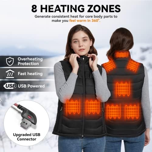 Жена жилетка с топъл KOVNLO, интелигентен контролер, 4 в 1, дизайн с выключением светлина, Лека жилетка с подгряване (Отделението