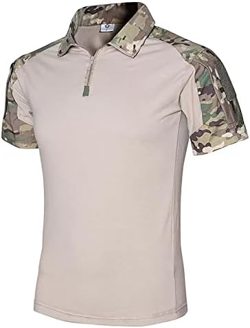 Bmisegm Летни Ризи за мъже, Мъжки пролетно-летните Модни Свободни тениски с ревера и цип, 3D Цифрови камуфляжные Големи Тениски