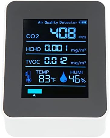 Тестер на CO2, мониторинг на качеството на въздуха 5 в 1 за спортна зала (Бял)