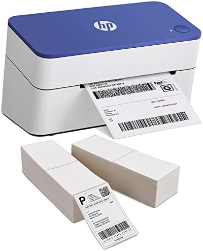Принтер за етикети на HP за доставка, 4x6 с директно изгаряне, Компактен и лесен за използване, високоскоростен принтер с разделителна способност е 203 DPI принтер на бар