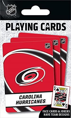 Семейни игри MasterPieces - карти за Игра NHL Carolina Hurricanes - Официално лицензирана тесте карти за игра за възрастни, деца и семейство