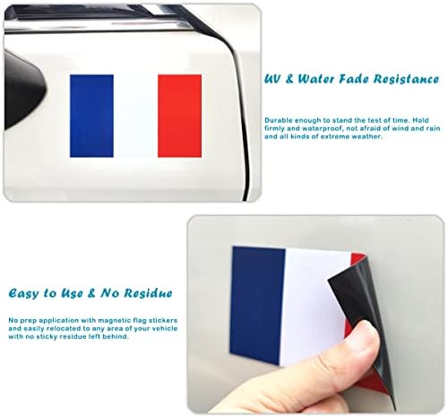 JBCD Франция Стикер на магнит с френски флаг - за Suv Автомобил, Камион (3 опаковки, 3x5 инча)