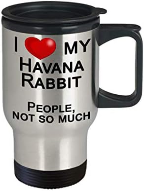 Чаша за пътуване Havana Rabbits, Подарък за Фен на Зайци - обичам Зайци, а не на хората
