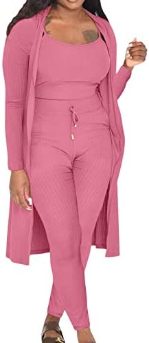 YUHAOTIN/ Сладък Великденски Облекло За Жени, Есенно-Зимни Дамски Еластична Облекло 2023, Обикновен Комплект Панталон от 3