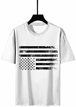 Ризи 4 юли за Жени, Патриотическая Тениска в Деня на Независимостта, Къс Ръкав, през Цялата Силует, Принт в