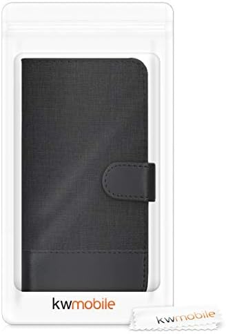 чанта-портфейл kwmobile е съвместим с Umidigi A5 Pro - калъф от плат или изкуствена кожа, флип-надолу капак за телефон - антрацит