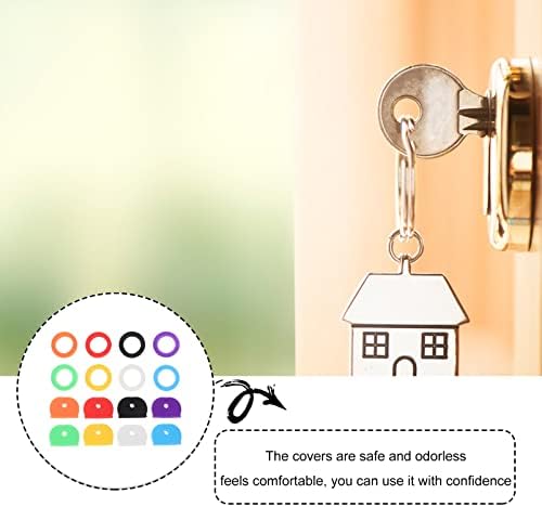 Цветни Калъфи за ключове NUOBESTY Декоративна Халка за ключове 64шт Гумени Калъфи За ключове Капачки за ключове