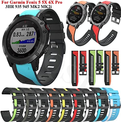 EEOMOiK Спортен Силиконов Каишка за часовник Garmin Fenix 6X6 Pro 5X5 Plus 3 HR Smartwatch 22-26 мм EasyFit быстроразъемный гривна (L Цвят, Размер: 26 мм Fenix 3 3HR)