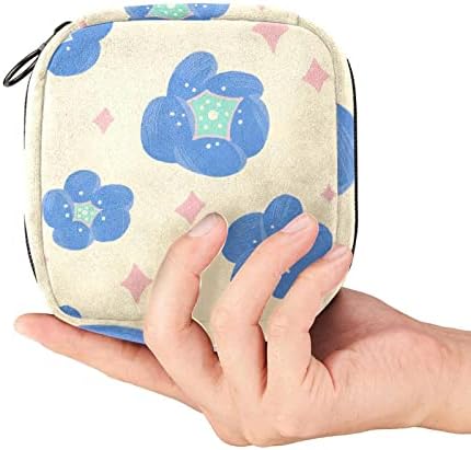 Периодичната Чанта ORYUEKAN, Чанта За съхранение на Хигиенни Кърпички, Дамски Чанта за Хигиенни Тампони, Чанти за Момичета, Жени, Синьо Цвете Cartoony Пролетта Цвете