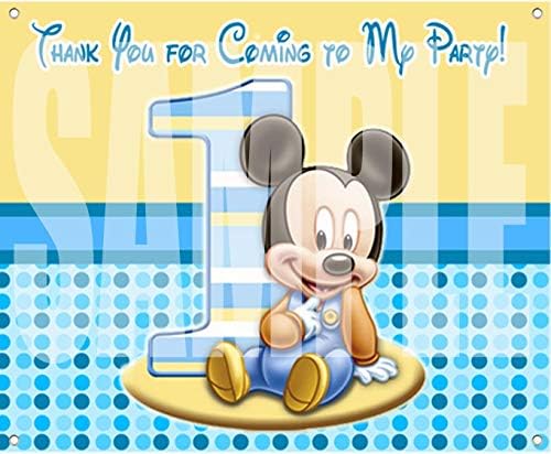 Baby Mickey 1st Birthday Party Кутии за Подаръци с Надписи Благодаря, Етикети, Трофеи, Жълто Рожден Ден, 12