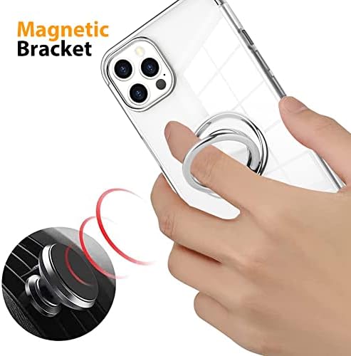 Прозрачен калъф KANGHAR за iPhone 14 Pro Max със Защитно покритие, Вграден държач влакчета с Магнитен пръстен, въртящ се на 360 Градуса, Мек Тънък устойчив на удари Бронята, Защи