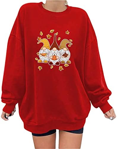 Пуловер с Кръгло деколте, Графичен Празничен Пуловер за Деня на Благодарността, Ежедневни Тениска Свободно Намаляване на за