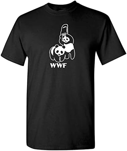 DIRTYRAGZ Мъжка Тениска на WWF Смешни Panda Bear Борба Черен Цвят