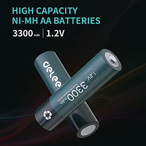Акумулаторни Батерии Deleepow AA 24 В опаковка, Nimh-батерия AA Голям Капацитет 3300 mah NiMH 1.2 С Ниско Саморазрядом...