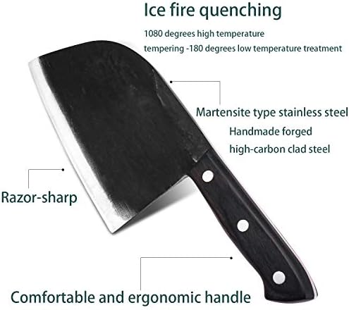 Мясницкий Нож Ръчна изработка в стила на Тан, Сръбски Нож за Майстор-готвачи От Кована Въглеродна Стомана, Мелачка,
