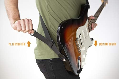 Кожен колан за китара Levy's правилната височина с технологията за бързо регулиране на RipChord; Ергономична Мека кожа с ширина