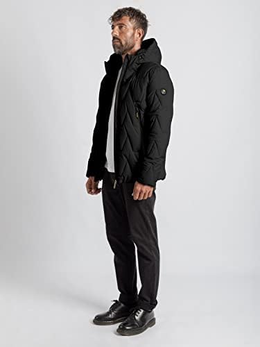 Якета OSHHO за жените - Мъжко Пуховое палто с качулка с цип (Цвят: черен Размер: X-Large)