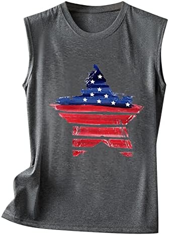 Дамска Тениска Без Ръкави, с Патриотичен Американския Флаг на САЩ Майк за Жени, Реколта Тениска на 4 юли,
