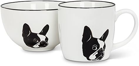 Abbott Collection 27-Бостонская чаша с кучешки красива глава, 1 бр. Бяла и черна