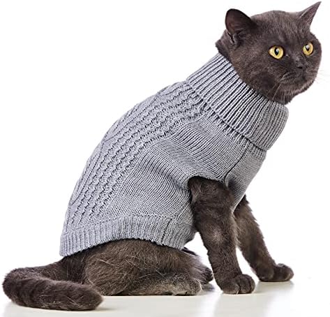 Пуловер за котки Jnancun, Поло, Вязаная Облекло за котки без ръкави, Топли Зимни Дрехи за Коте, Екипировки за котки