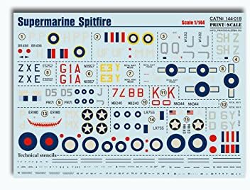 Стикер за самолет Supermarine Spitfire въздухоплавателни средства В МАЩАБ 1/144 ПЕЧАТ 144-018