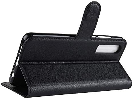 Мултифункционален кожен калъф с хоризонтално панти капак с текстура Личи за Huawei P30, с Титуляра, отделения за карти и чантата (Черен) (Цвят: черен)
