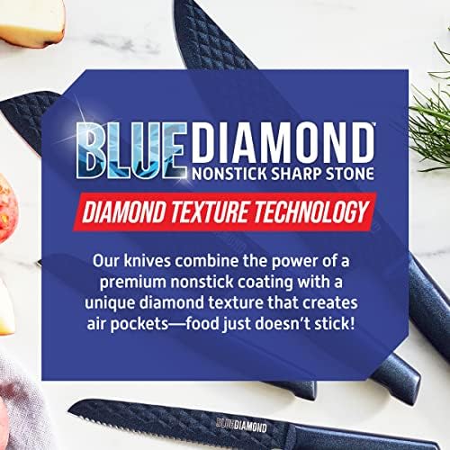 Прибори за хранене от неръждаема Стомана с незалепващо покритие Blue Diamond Sharp Stone, Определени Сантоку и Двойка Ножове