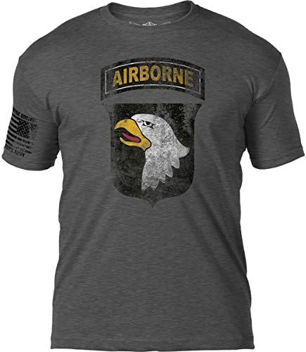 Патриотическая Мъжка тениска с изображение 7,62 военен 101-ва въздушнодесантна дивизия Distressed