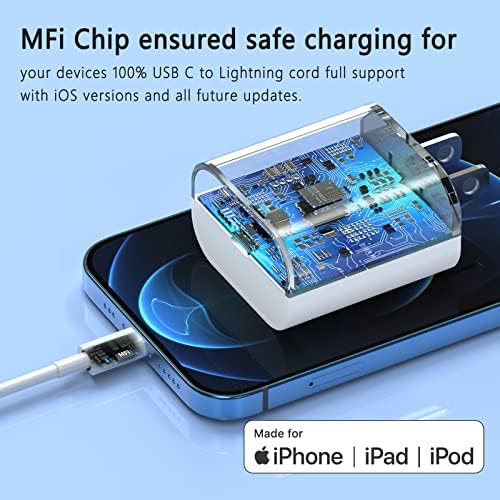 Зарядно устройство за iPhone [Сертифициран от Apple Пфи] 2 Комплекта от 20 W PD C USB Адаптер за стена бързо