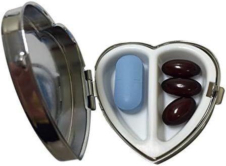 Сребърна Кутия за Хапчета с формата на Сърце с 2 Отделения