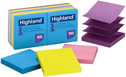Поп стикери Highland, 3 x 3 инча, различни ярки цветове, 12 опаковки (6549-PUB)