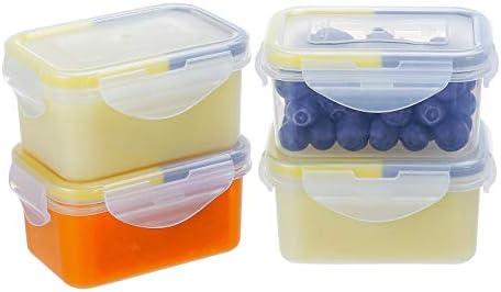[4 ОПАКОВКИ] Набор от малки пластмасови контейнери за съхранение на продукти с Тегло 6,1 унции, Контрол на порциите, Мини Кутия за Bento, защитени от листа Контейнер за х?
