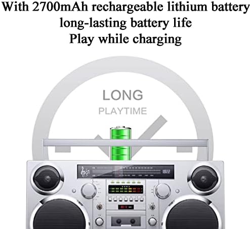 Ретро радио Bluetooth 5.0, Кассетный Boombox, Домашен касетофон, с AM / FM radio, SD, Aux in, жак за слушалки, Конвертиране