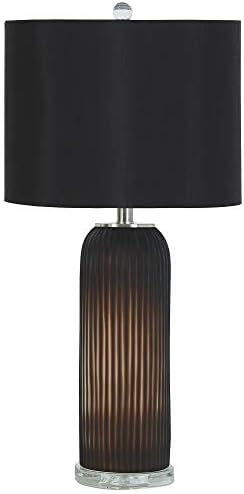 Настолна лампа Benjara в Стъклен корпус ръчно изработени с филтър Барабан абажуром, Комплект от 2 теми, Черен