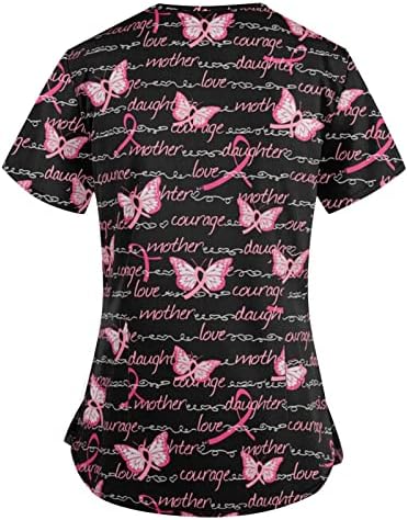 NOKMOPO/ Летни Потници за жени, Модни Блузи с V-образно деколте и Къс ръкав, с Джобове, Върхове с Принтом, Ризи