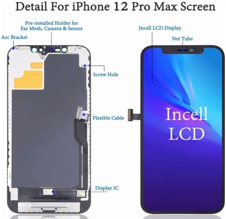 Комплект за Подмяна на екрана на iPhone на 12 Pro Max, Ремонт на LCD дисплея на Мобилен Стъкло, Дигитайзер 6,1-инчов
