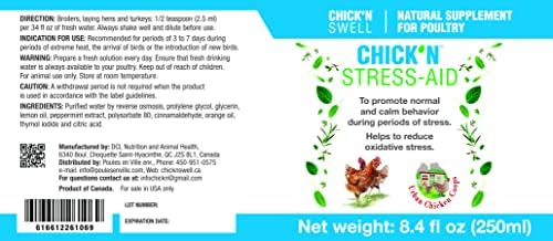 Chick'n-лек стрес за пилета, пилета и индюшек. Поддържа при термично състояние на стрес и на всички други стреса. Лесно се нанася във водата. натурални етерични масла.