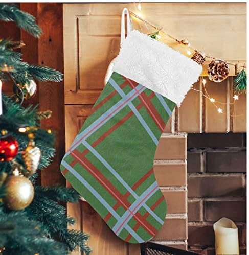 Коледни Чорапи ALAZA, Карирани Фон, Класически Персонализирани Големи Чулочные Украса за Семейни Тържества,