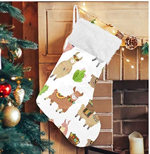 Коледни Чорапи ALAZA, Скъпи Лама, Сладки Алпака и Кактуси, Класически Персонализирани Големи Чорапи, Бижута за